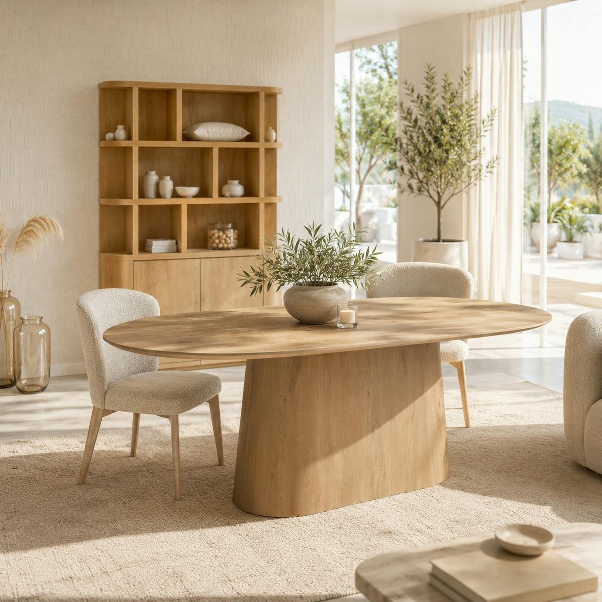 Table repas ovale 10 places en chêne LOREN bois clair, PIER IMPORT