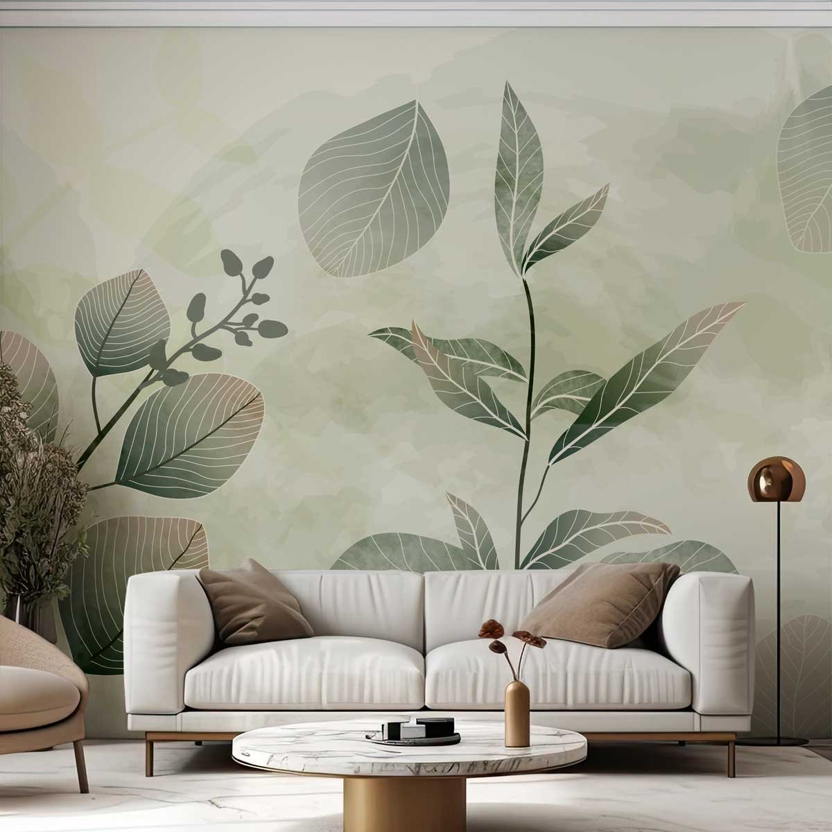 Papier peint panoramique Brume d’eucalyptus intissé, HEXOA