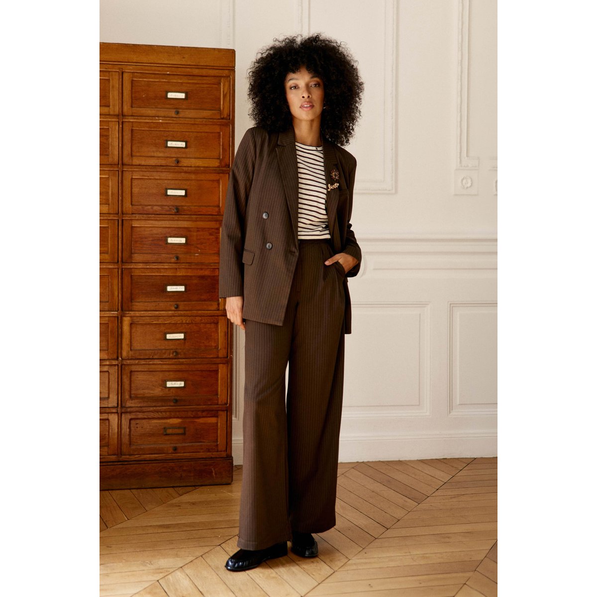 Pantalon droite uni PAOLINE 16-marron/ecru, LA PETITE ETOILE
