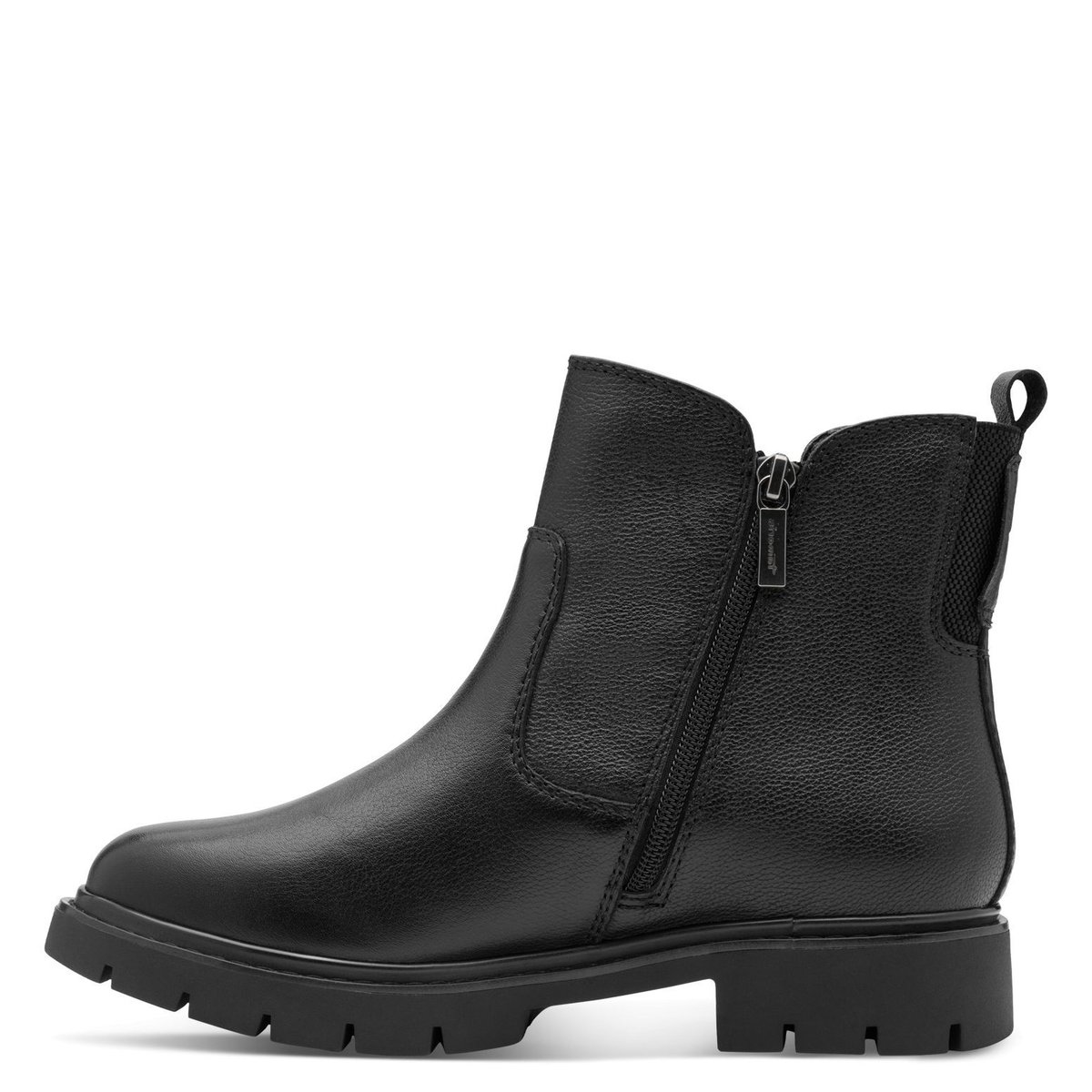 Bottine en cuir noir, TAMARIS
