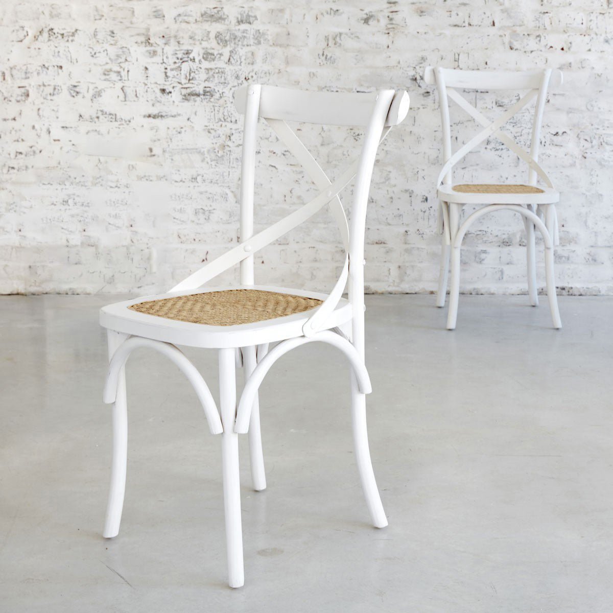 Chaise en bois d'acajou et rotin LONDRES blanc, BERAH GETAH