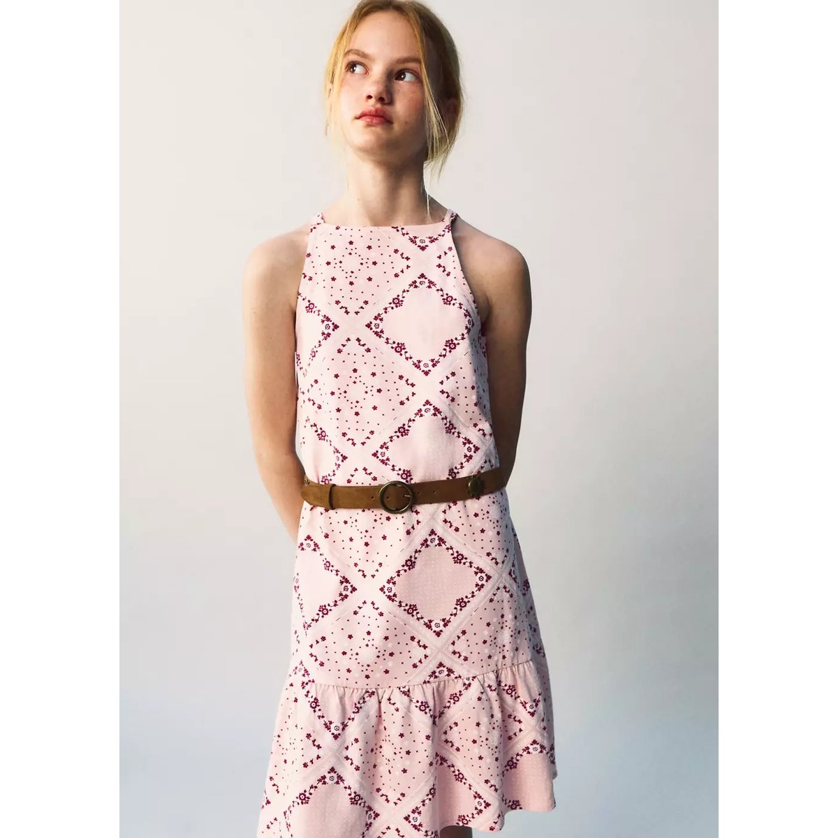 Robe coton imprimée rose, MANGO KIDS