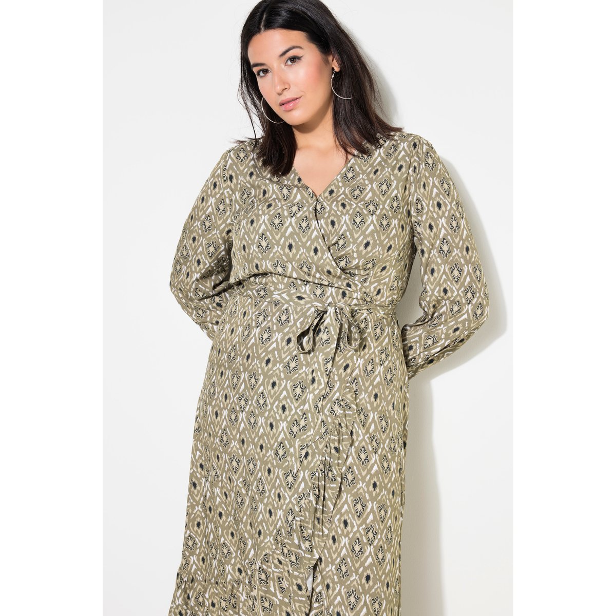 Robe maxi coupe évasée, imprimé intégral palmiers verts, STUDIO UNTOLD