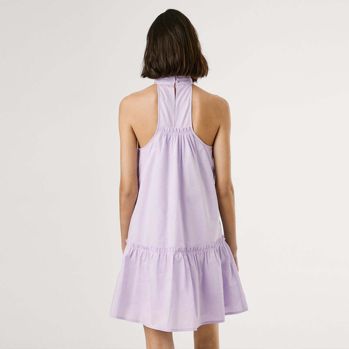 Robe Courte À Col Dos Nu En Popeline lilas, PEPE JEANS