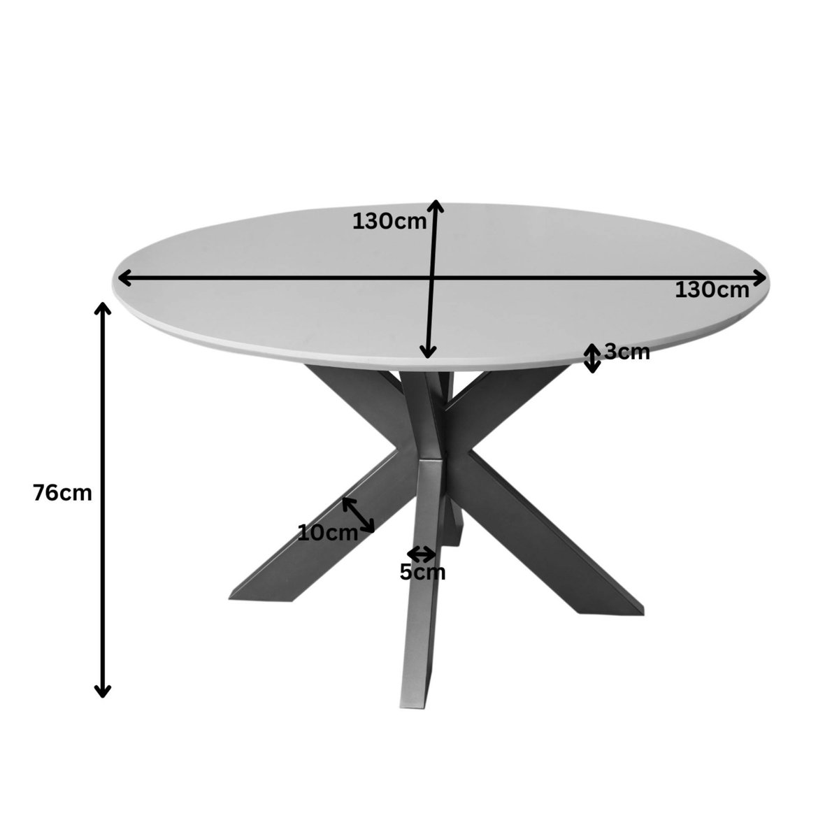 Table à manger ronde D130 cm bois/métal CORTINA beige / bronze, PIER IMPORT