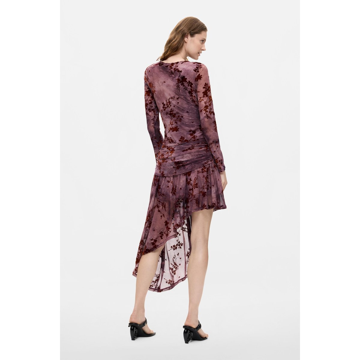 Robe floquée asymétrique rouge, DESIGUAL