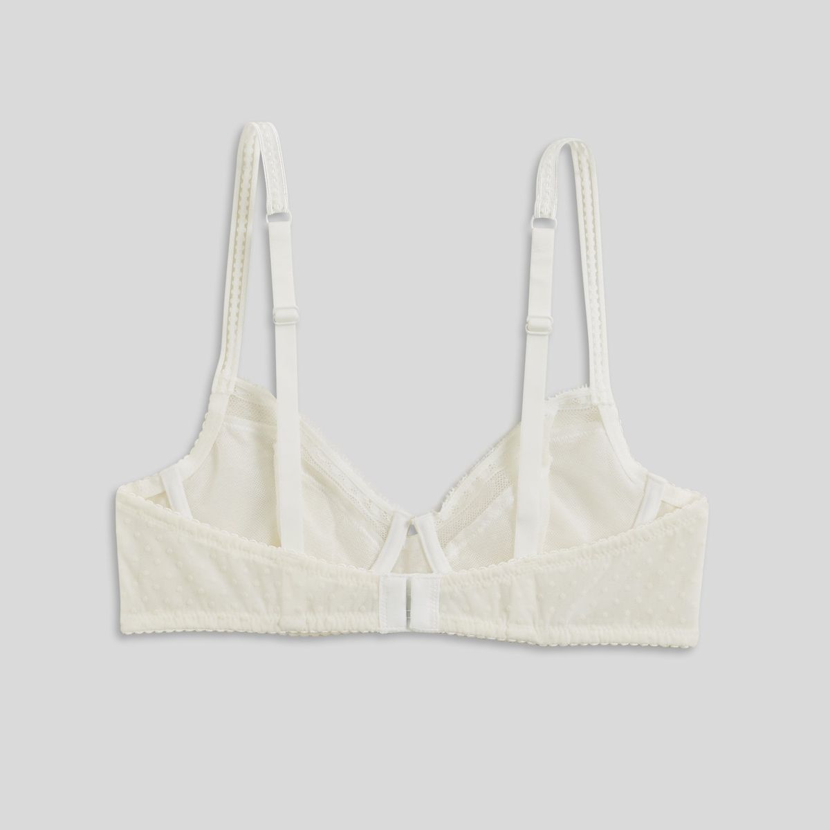 Soutien-gorge corbeille balconnet ADELE en tulle floqué ivoire, MONOPRIX