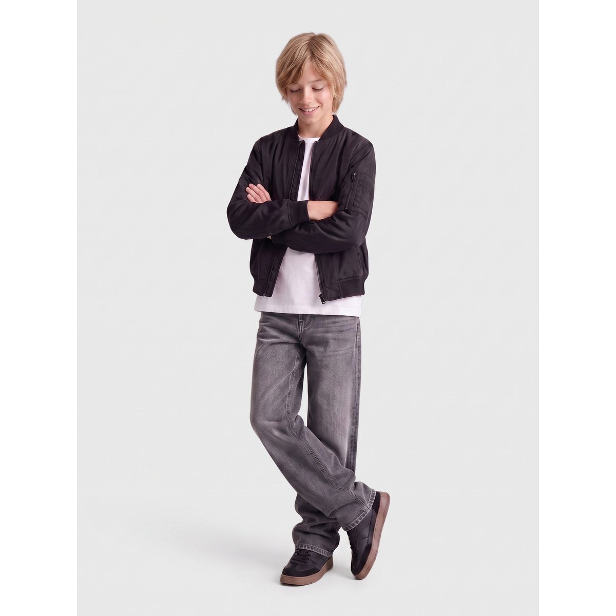 Jean À Jambe Large dark grey denim, ONLY & SONS JUNIOR