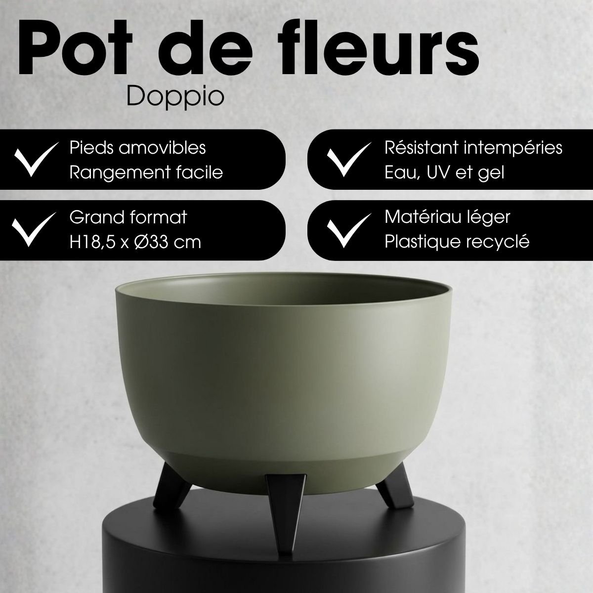 Bac à plantes DOPPIO vert clair, MICA DECORATIONS