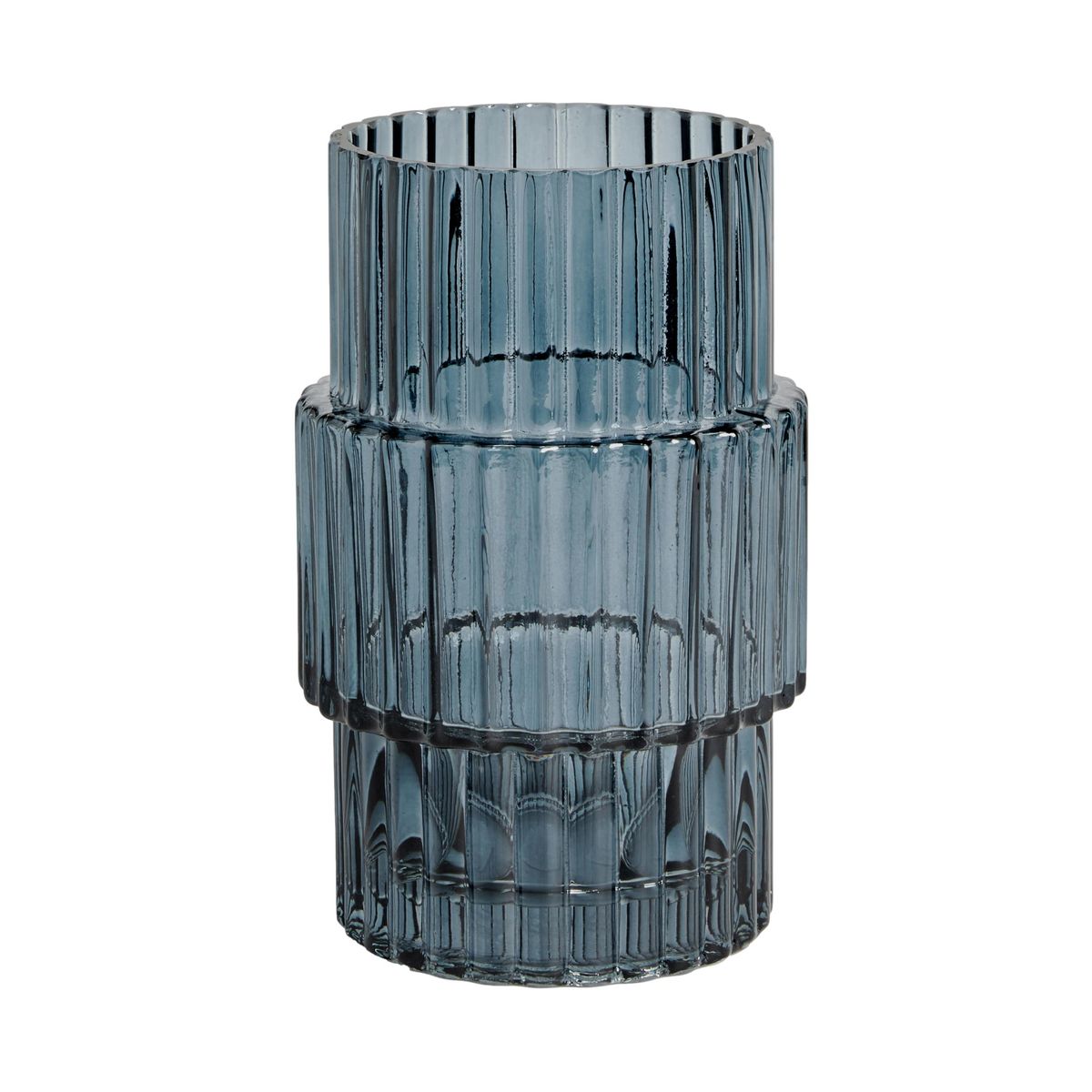 Petit vase en verre côtelé bleu, NEXT