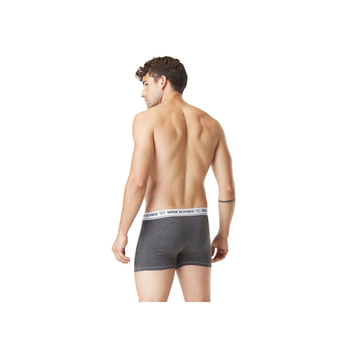 Lot De 2 Boxers Coton Uni gris/noir, SERGE BLANCO