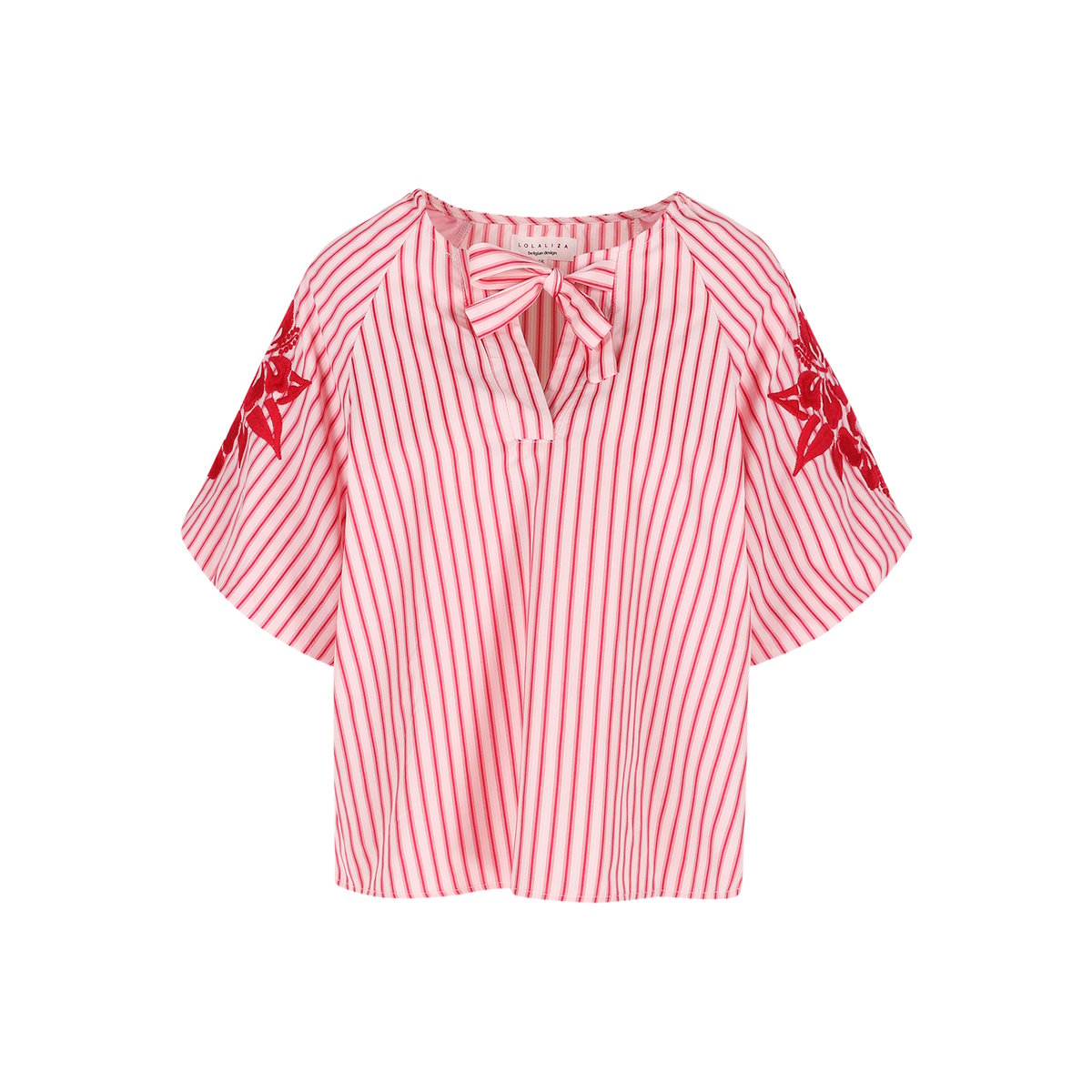 Blouse brodée volume rose clair, LOLALIZA