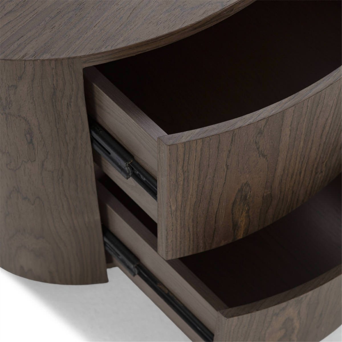 Table de chevet arrondie en bois marron foncé, RECOLLECTION
