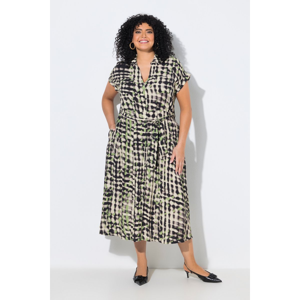 Robe maxi, ceinture à nouer gris beige, ULLA POPKEN