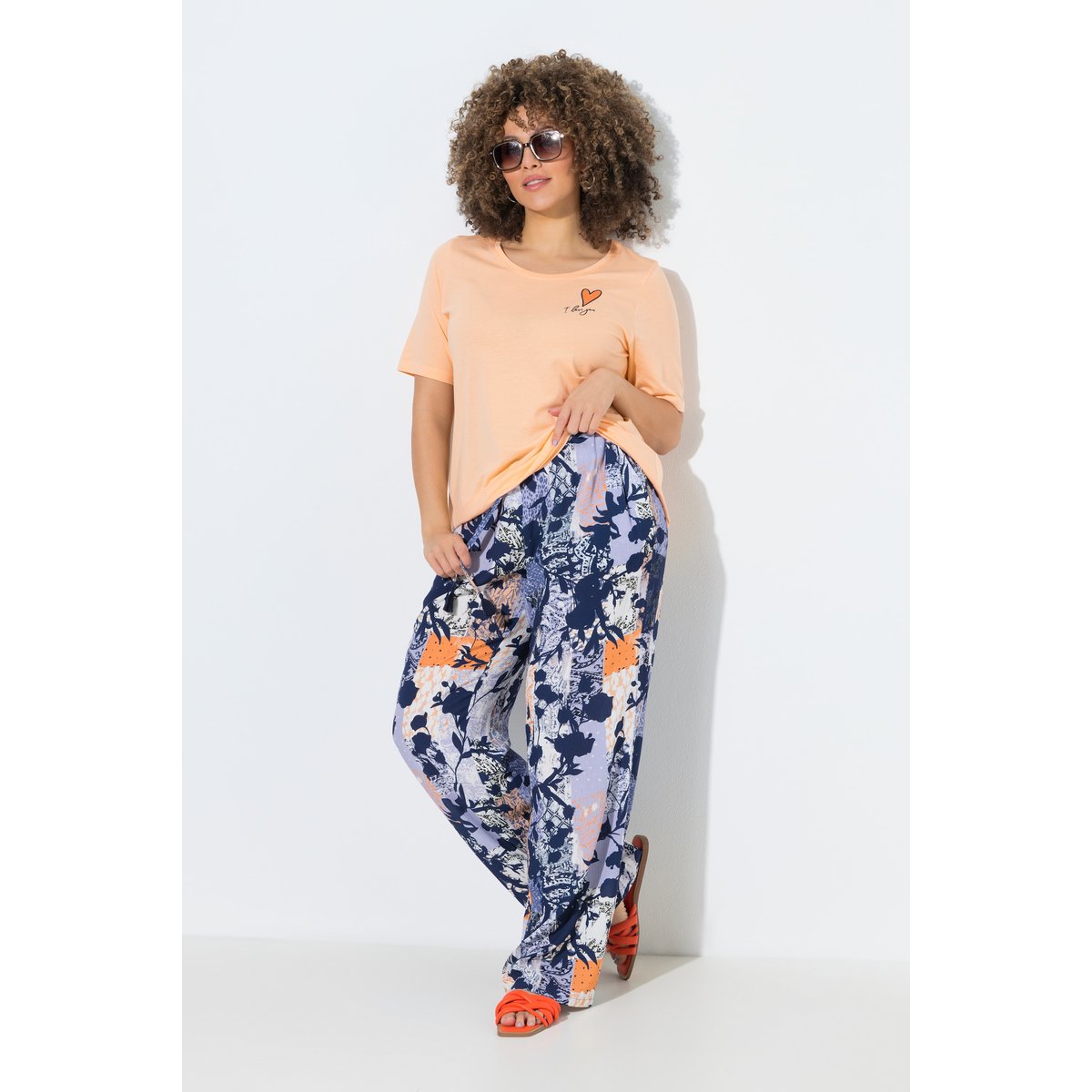 Pantalon Rose, imprimé à fleurs bleu encre, ULLA POPKEN