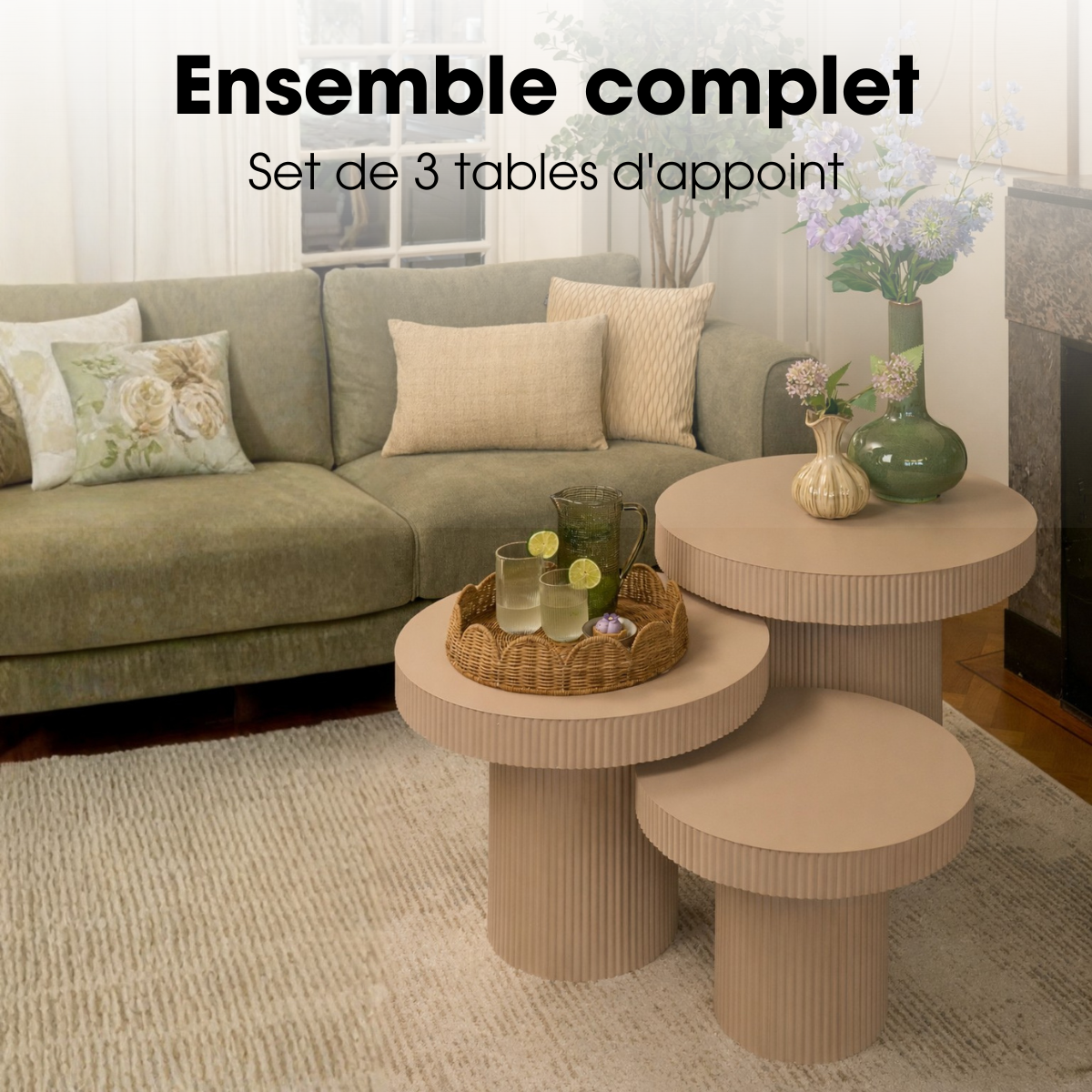 Table d'appoint LUX marron clair, MICA DECORATIONS