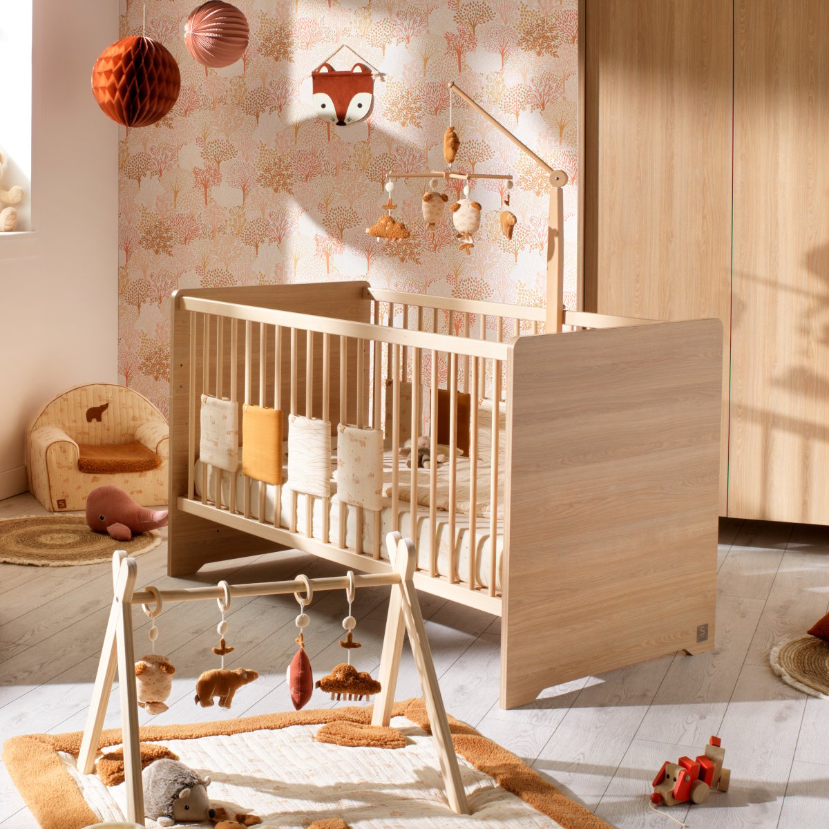 Lit évolutif - Little Big Bed en bois décor chêne miel marron, SAUTHON