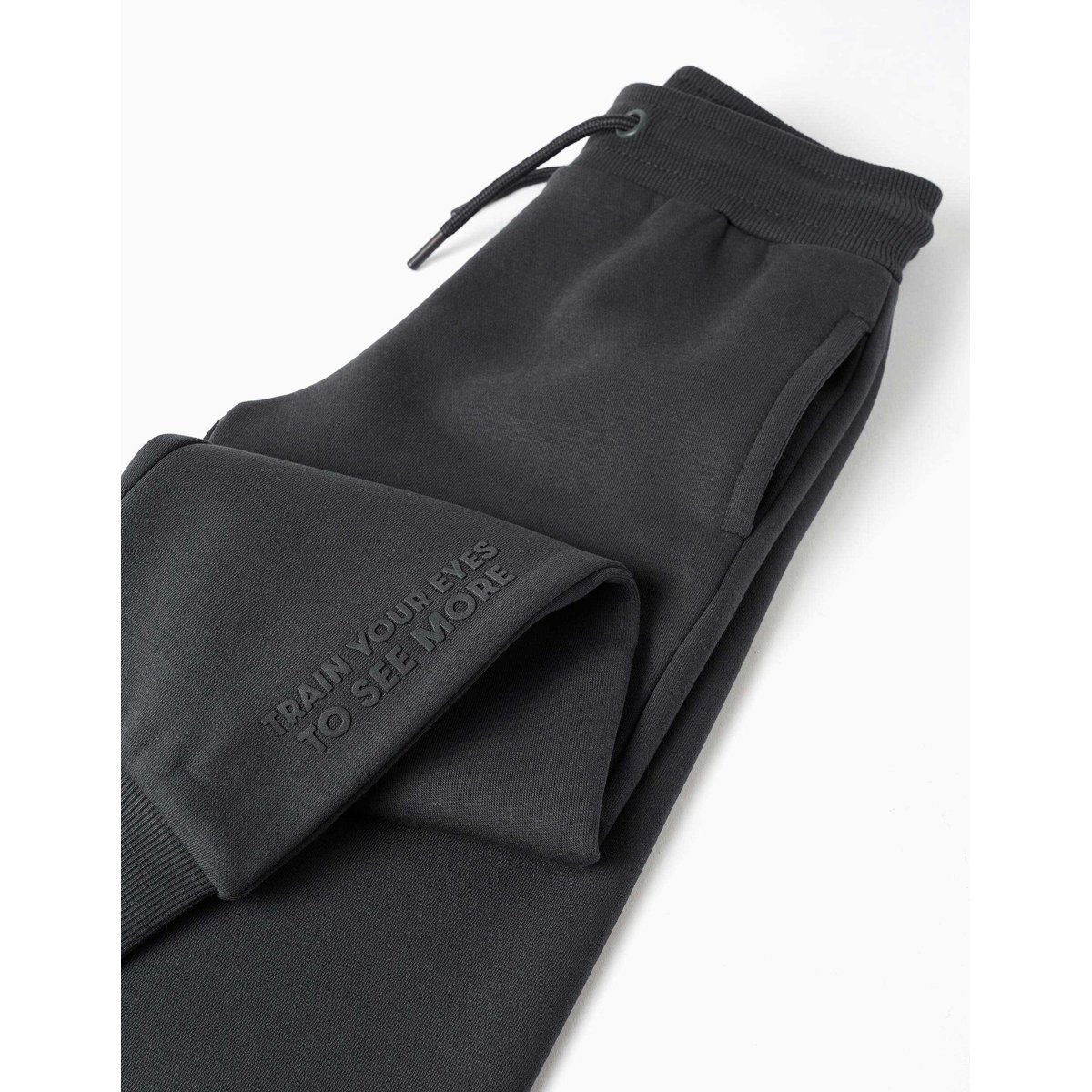 Pantalon de jogging ajusté en coton peigné avec imprimé gris foncé, ZIPPY