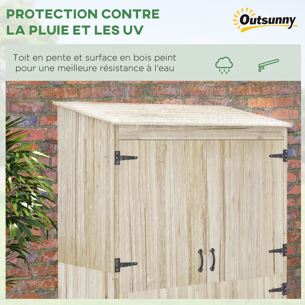 Abri de jardin Bois de sapin Bois naturel beige, OUTSUNNY