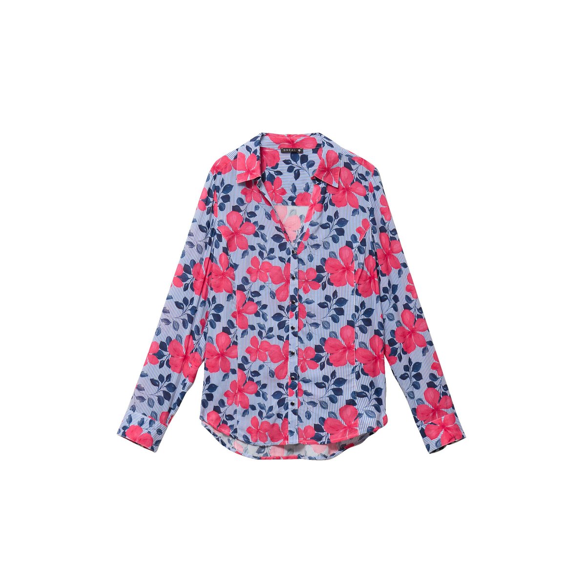 Chemise ajustée manches longues bleu foncé, BREAL