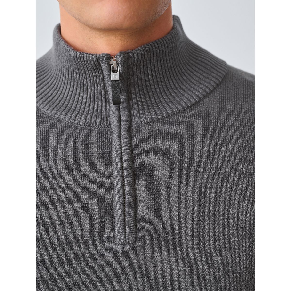 Pull standard à col zippé premium gris anthracite, NEXT