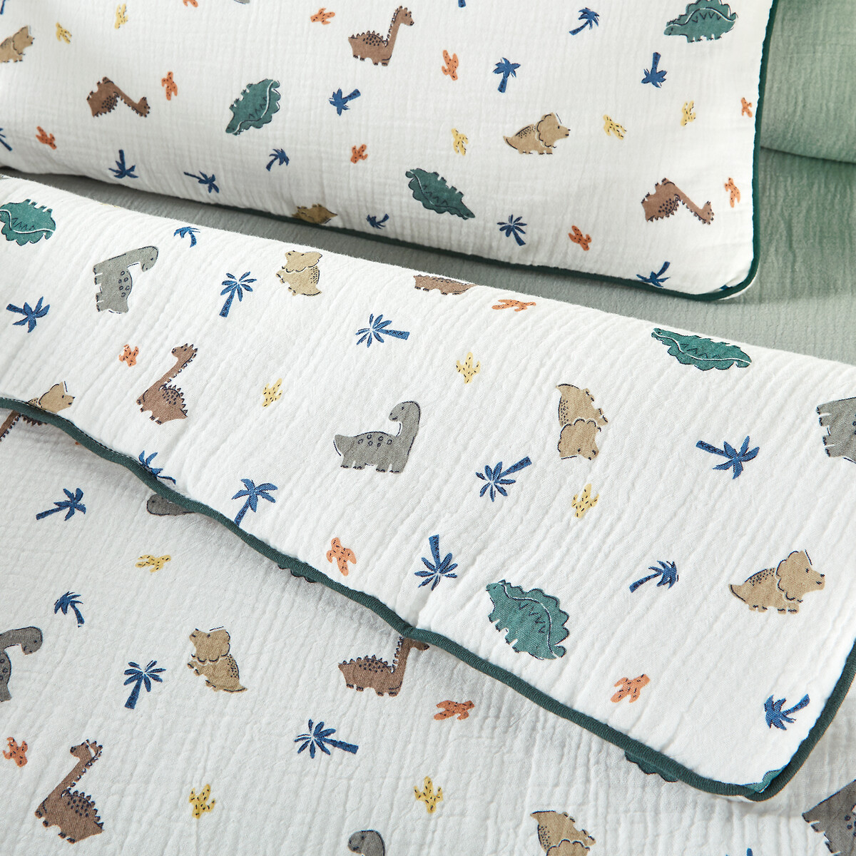 Couverture bébé gaze de coton, Dino Pop imprimé fond blanc, LA REDOUTE INTERIEURS