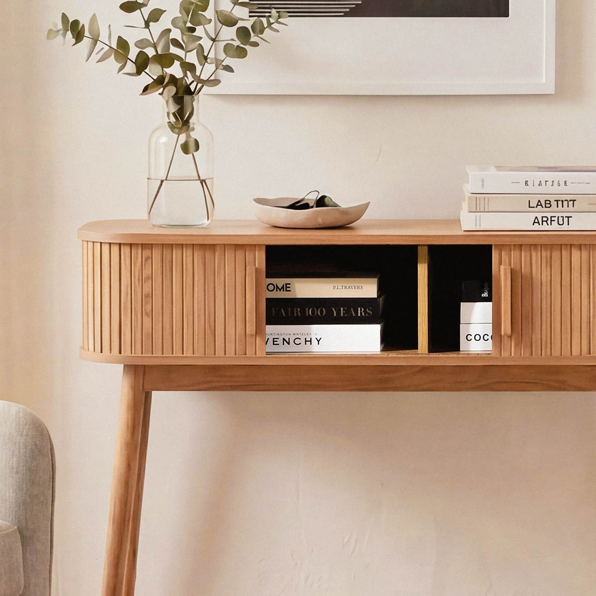 Console 2 portes coulissantes L100 cm - ERNEST bois clair, CALICOSY