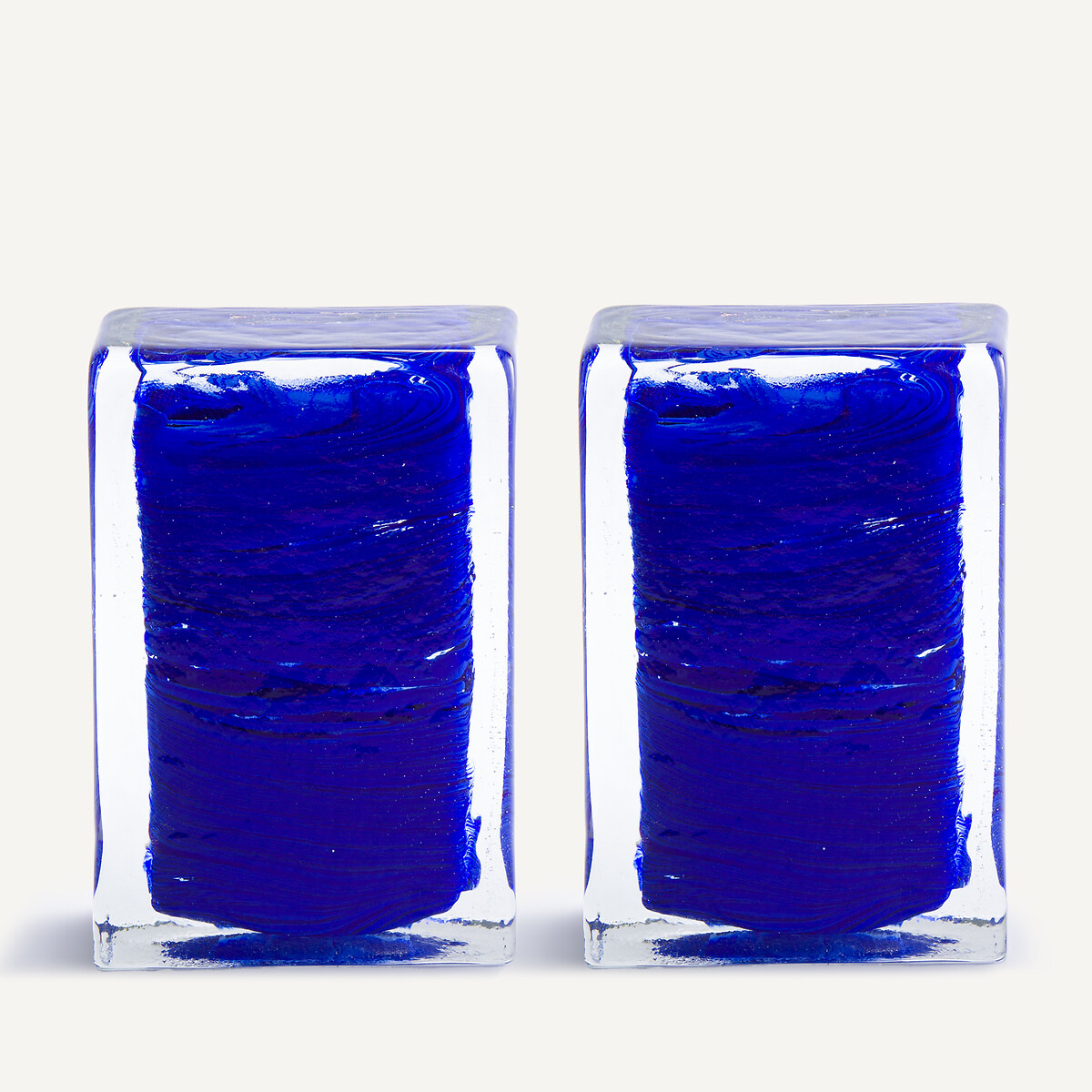 Confezione da 2 ferma libri in vetro, Diafani blu, AM.PM