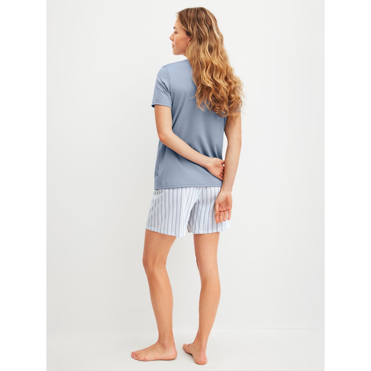 Pyjama court manches courtes Coton STRIPED DREAMS aura blue, CALIDA