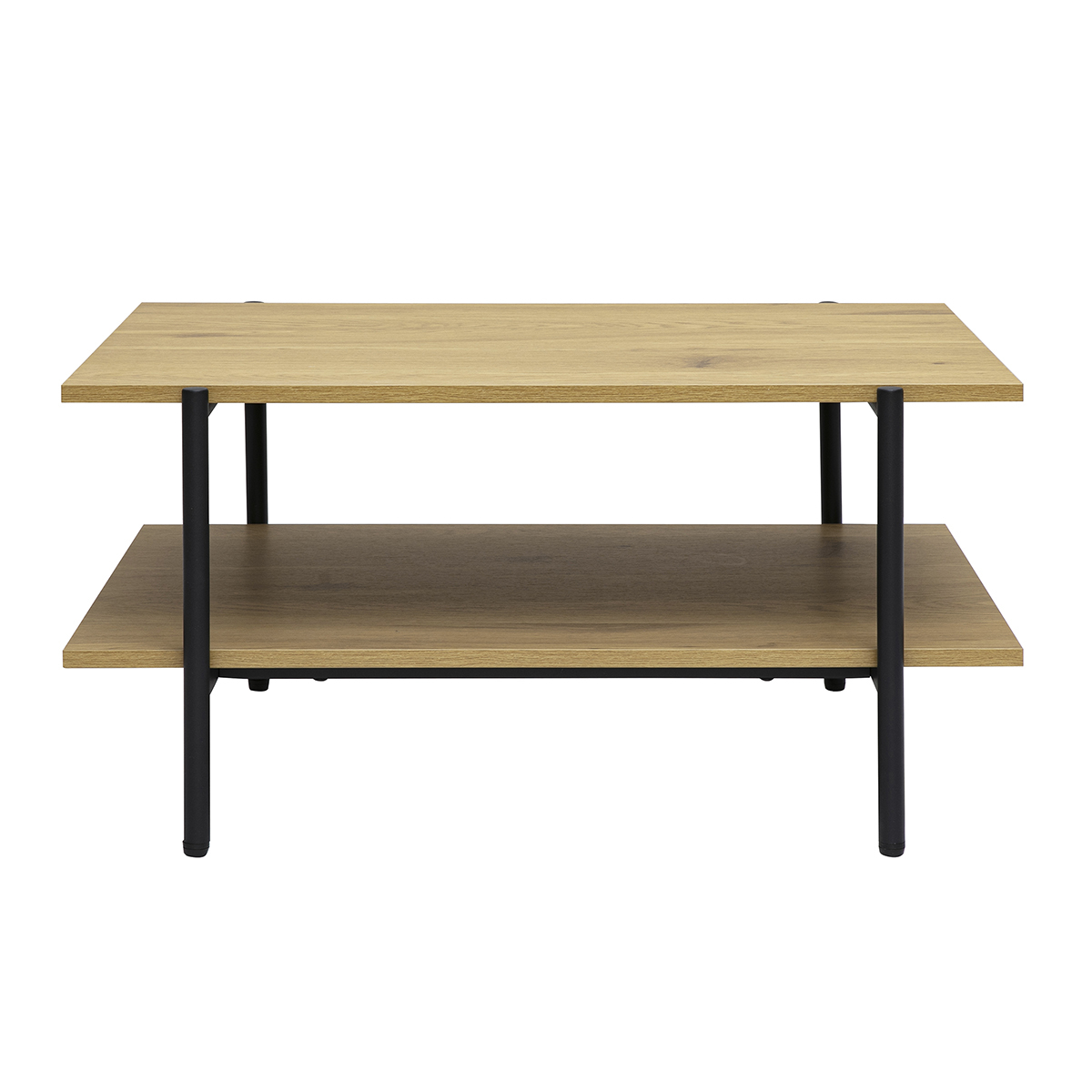 Table basse rectangulaire finition bois foncé noyer et métal noir L80 cm PIPPA chêne clair, MILIBOO