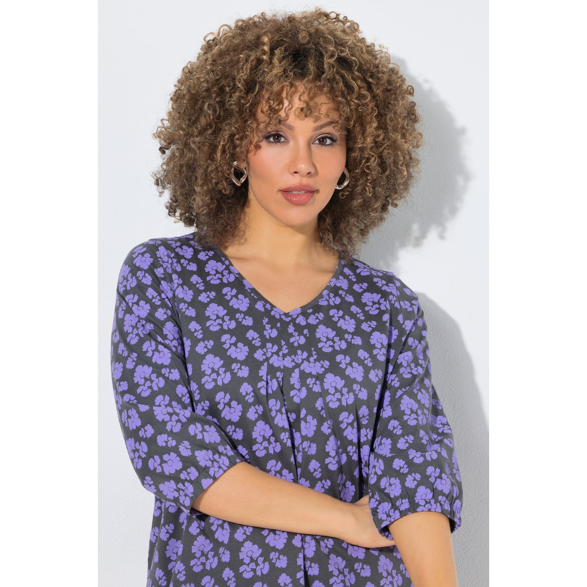 Blouse oversize, pli fantaisie gris graphite, ULLA POPKEN