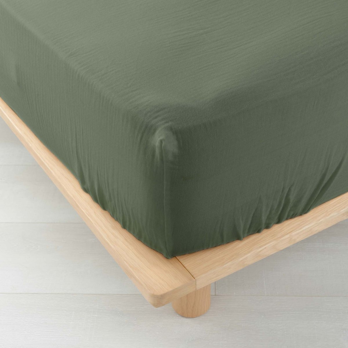 Drap housse double gaze de coton Angelia kaki, DOUCEUR D'INTÉRIEUR
