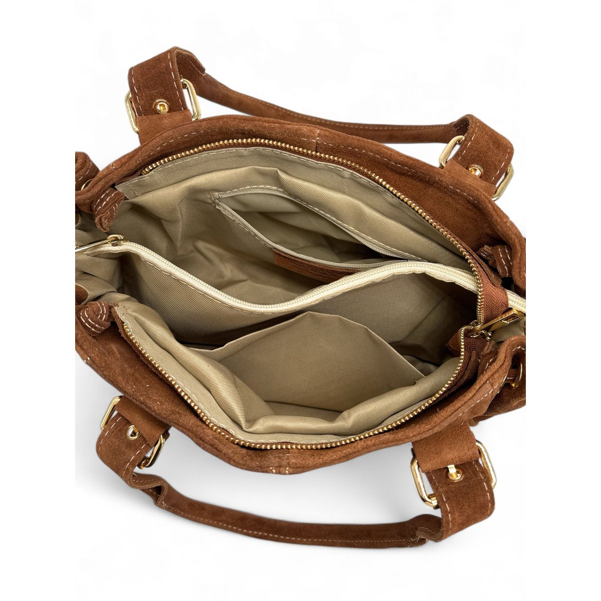 Sac bowling en croûte de cuir PRINCESSE SUEDE camel foncé, OH MY BAG