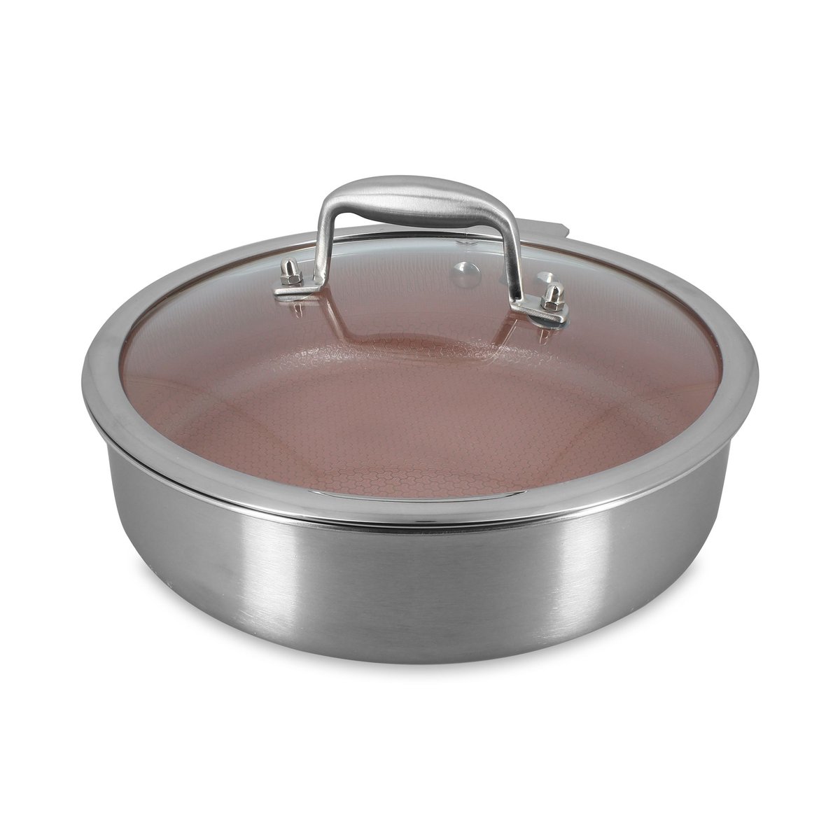 Sauteuse 24cm en acier inoxydable, AGLAE rose, MENASTYL