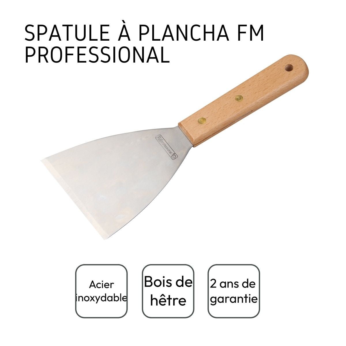 Ensemble de 2 Spatules pour plancha 23 cm gris, FM PROFESSIONAL