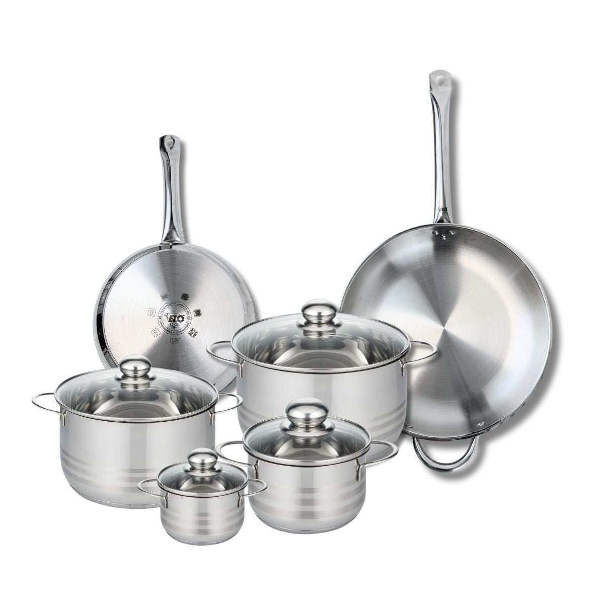 2 poêles 24/32cm + 4 faitouts 12/16/20/24cm PROFI BRILLANT gris, ELO