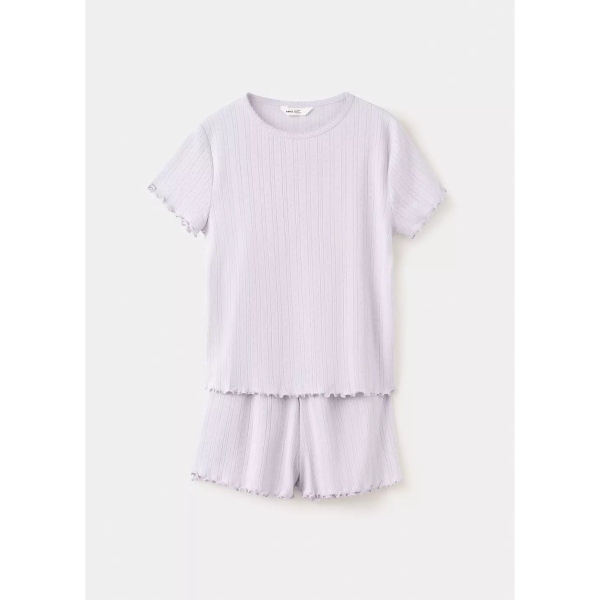 Pyjama court maille côtelée lilas, MANGO KIDS