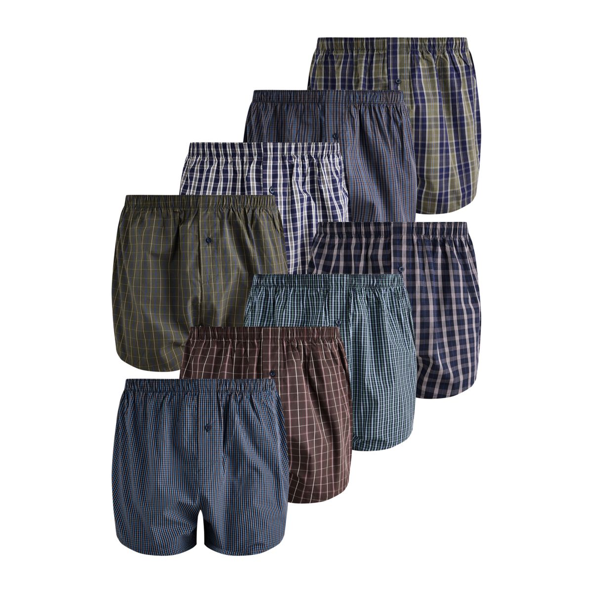 Boxer tissu carreaux bleu marine/vert, NEXT
