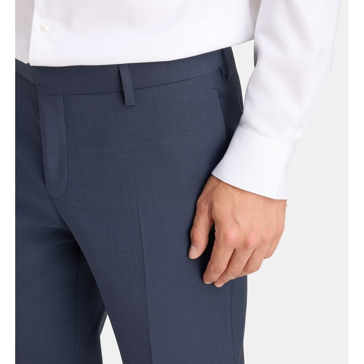 Pantalon de costume ajusté bellino armure laine bleu marine, COMPTOIR GL