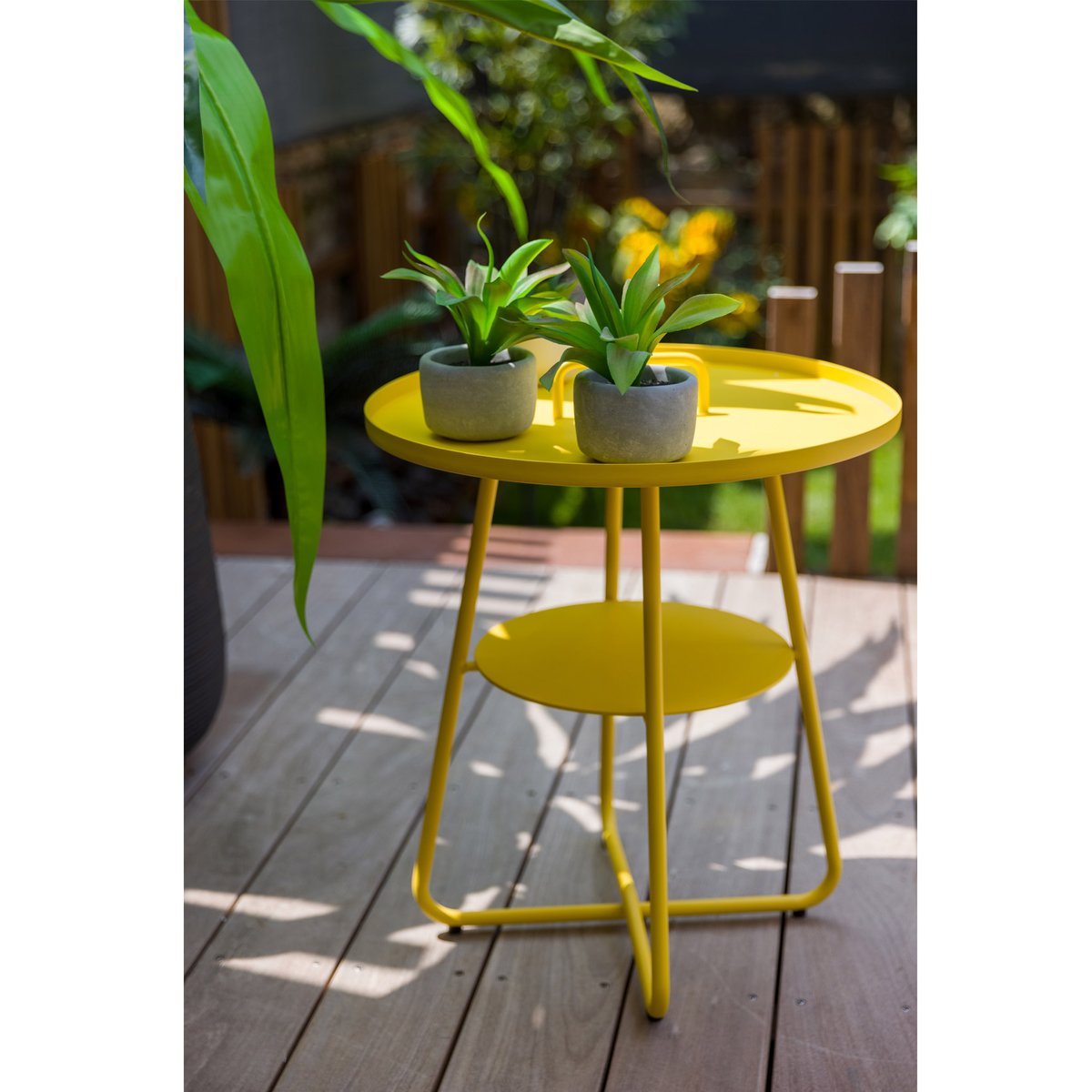 Table basse ronde - Effet indus jaune, HOME MAISON
