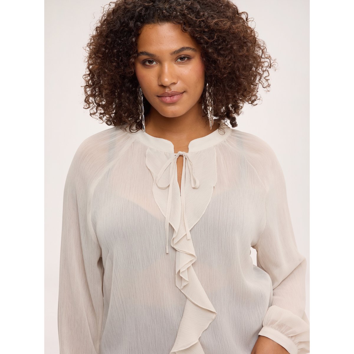 Blouse avec nœud et volant blanc, FIORELLA RUBINO