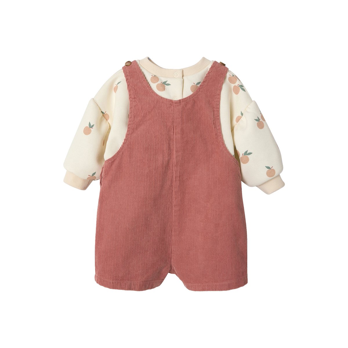 Ensemble sweat et salopette vieux rose, VERTBAUDET
