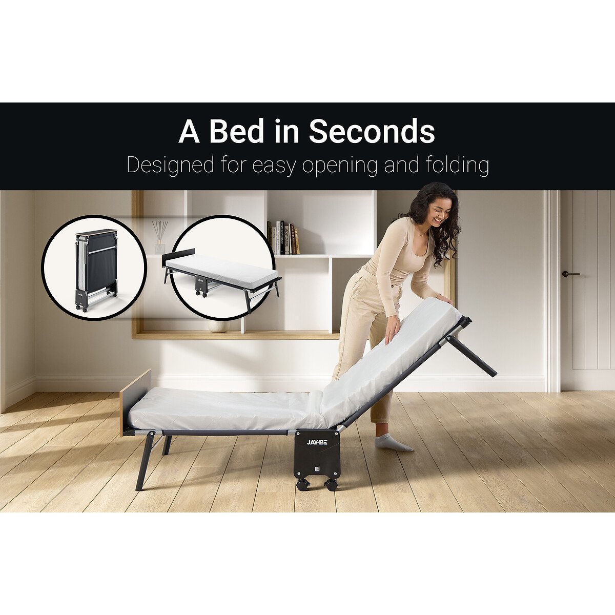 Jay-Be® Rollaway Folding Bed with e-Fibre Mattress black, JAY-BE