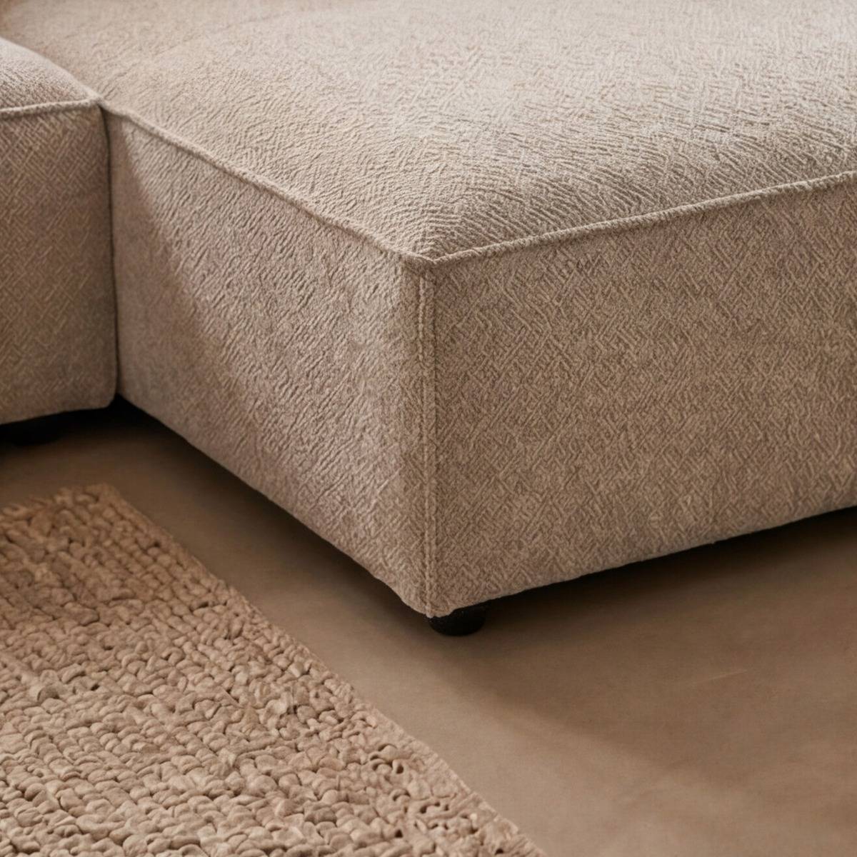 Canapé angle en tissu beige, MADE IN MEUBLES