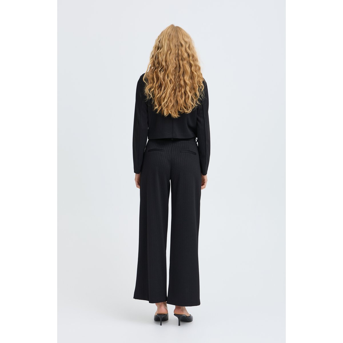 Pantalon noir meteorite pinstripe, B.YOUNG