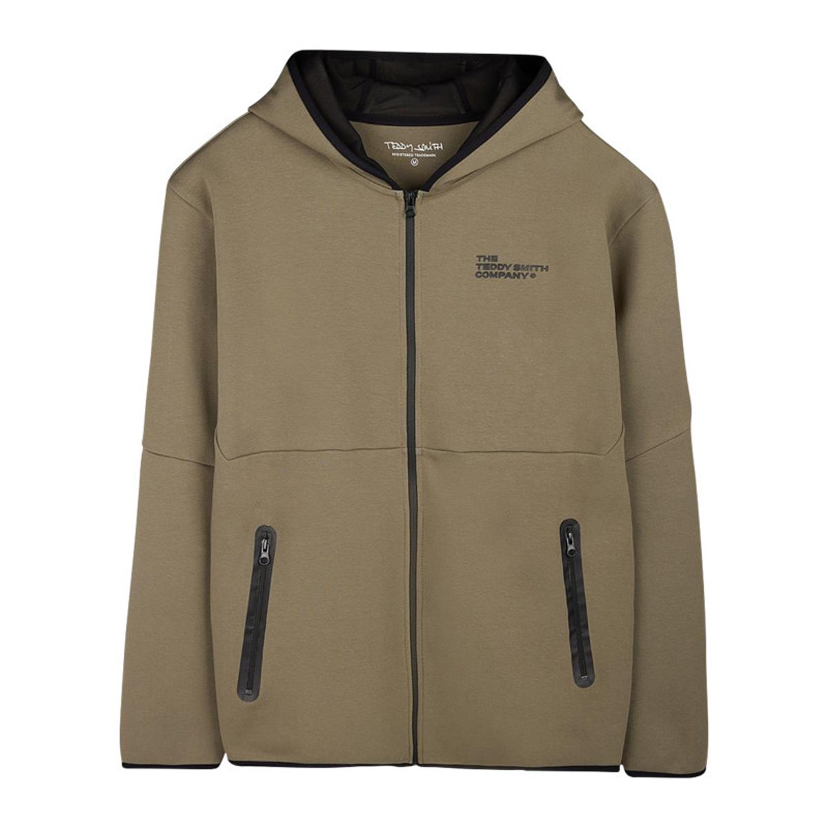 Sweat en coton mélangé taupe à coupe droite pourvu d'un col à capuche taupe, TEDDY SMITH