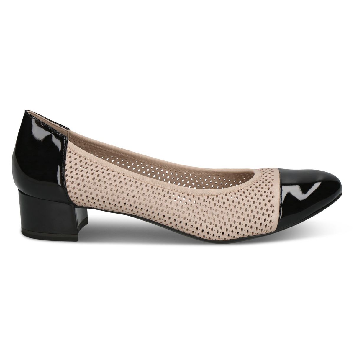 Escarpin talon bloc beige crème laque, CAPRICE