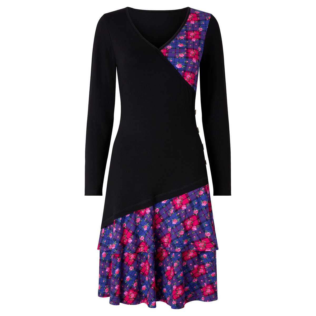 Charmante Robe Tunique en Jersey à Carreaux noir, JOE BROWNS