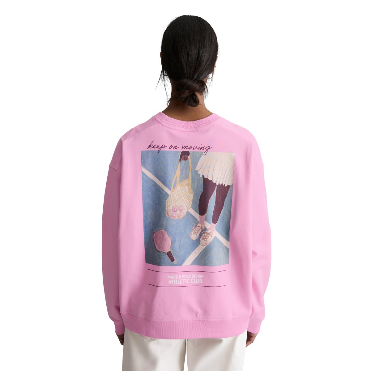 Sweat-shirt surdimensionné avec un imprimé marquant dans le dos rose, MARC O’POLO DENIM