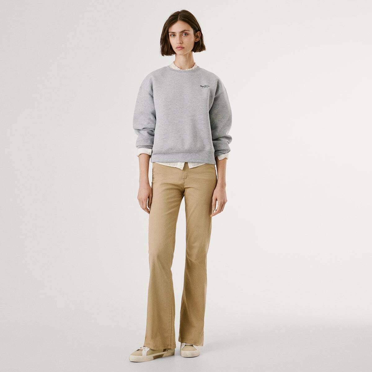 Sweat-Shirt À Col Rond Avec Logo gris chine, PEPE JEANS